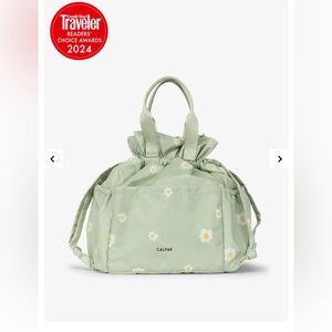 Calpak Green Lunch Bag with Floral Design